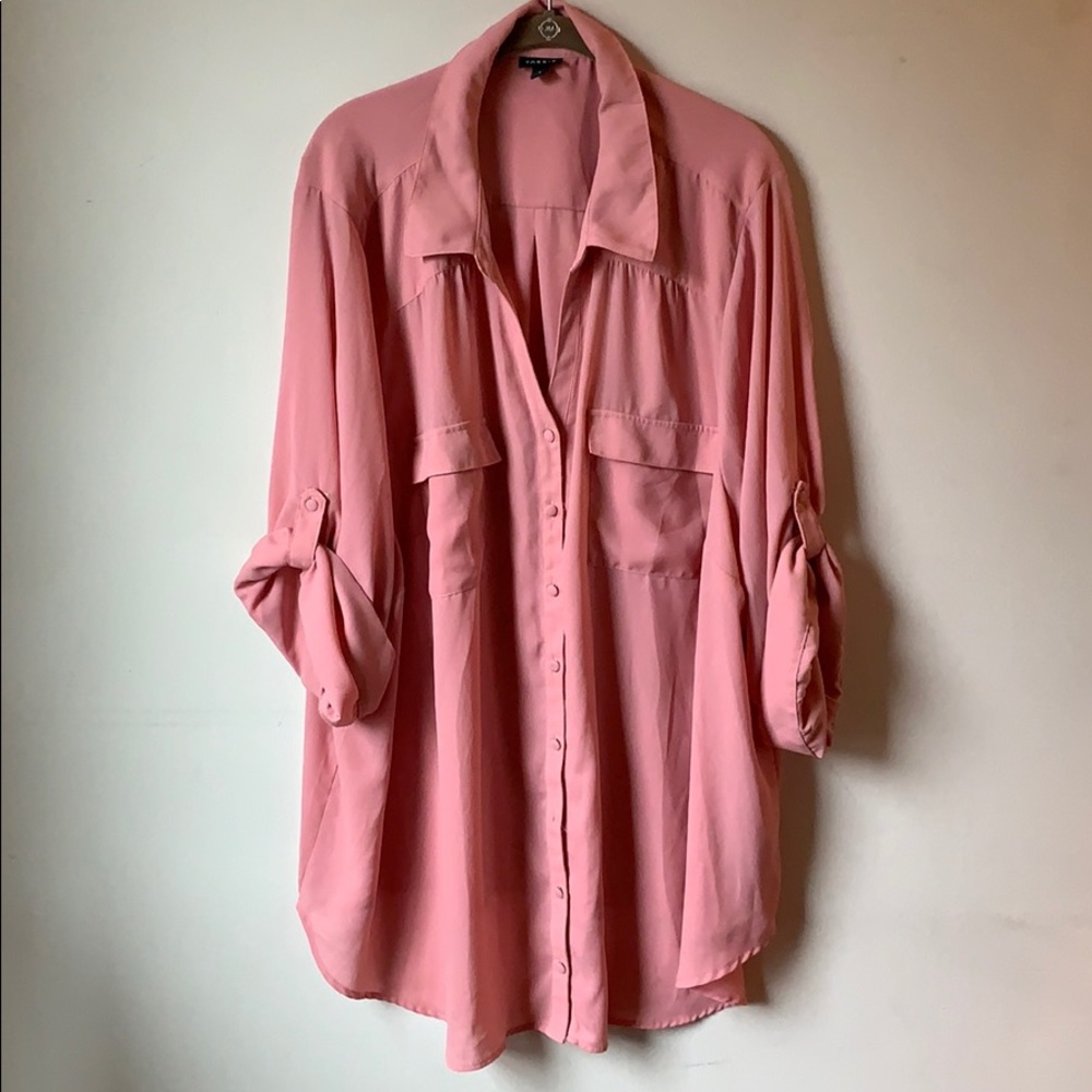 Pink button down blouse